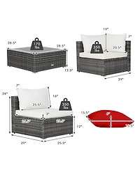 Costway 7PCS Patio Rattan Furniture Set Sectional Sofa Cushioned Garden
