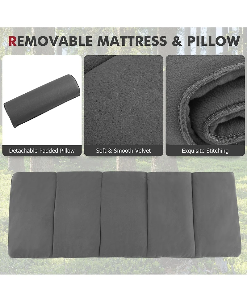 Folding Retractable Travel Camping Cot w/Removable Mattress & Carry Bag
