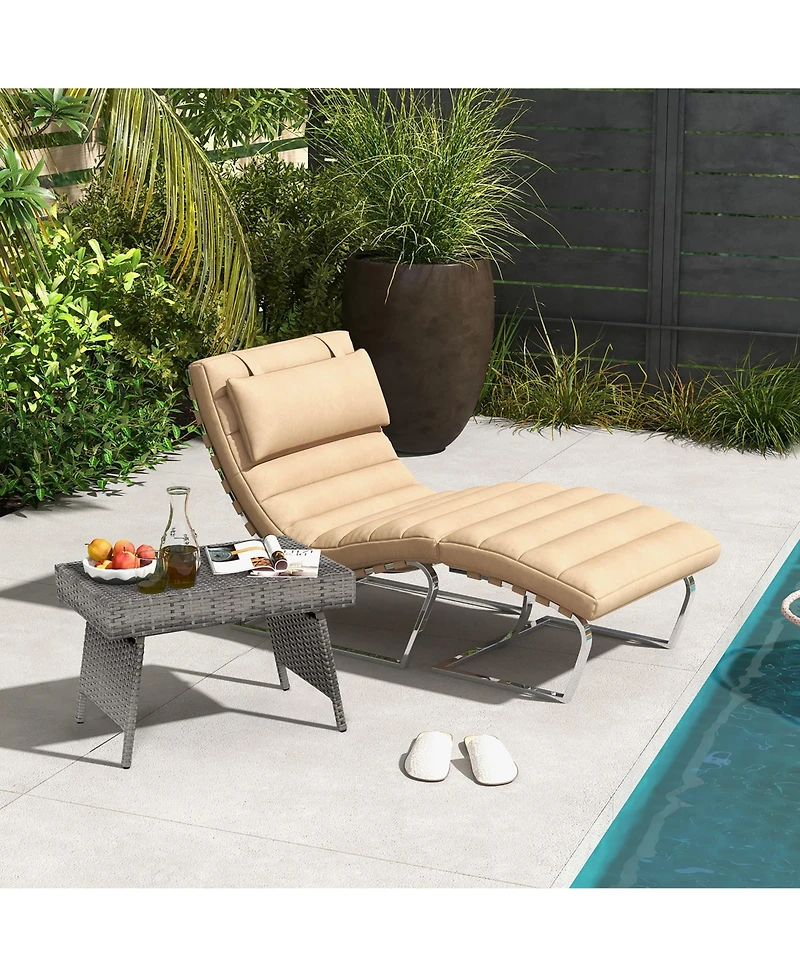 Costway Patio Folding Rattan Wicker Side Table End Coffee Table Portable Garden