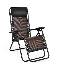 2PCS Patio Rattan Zero Gravity Lounge Chair Folding Recliner Headrest