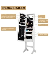Costway Mirrored Jewelry Cabinet Organizer w/18 Led lights
