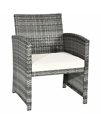 Costway 4PCS Rattan Patio Furniture Set Garden Lawn Sofa Cushioned Seat