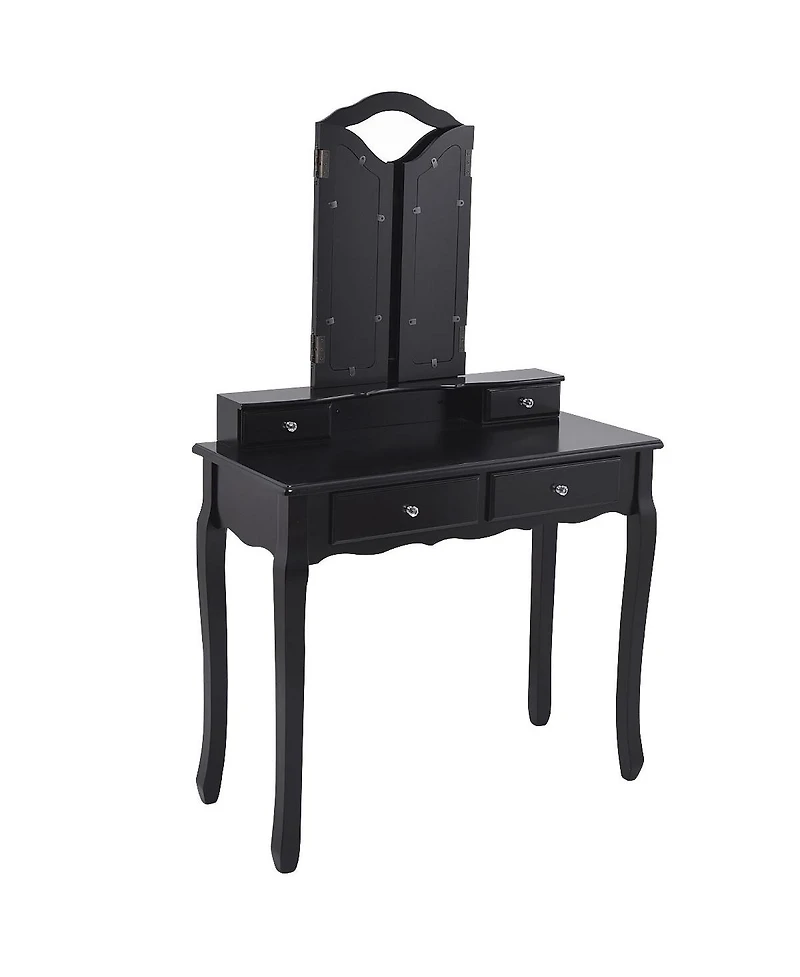 Costway Makeup Table Stool Set Tri Folding Mirror Vanity