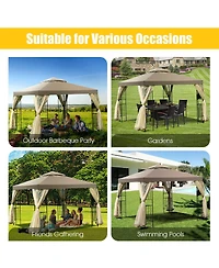 Outdoor 10'x10' Gazebo Canopy Shelter Awning Tent Patio Screw-free structure Garden