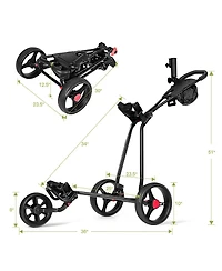 Foldable 3 Wheel Golf Pull Push Cart Trolley