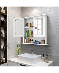 New Bathroom Wall Cabinet Double Mirror Door Cupboard Storage Medicine Cabinet Shelf