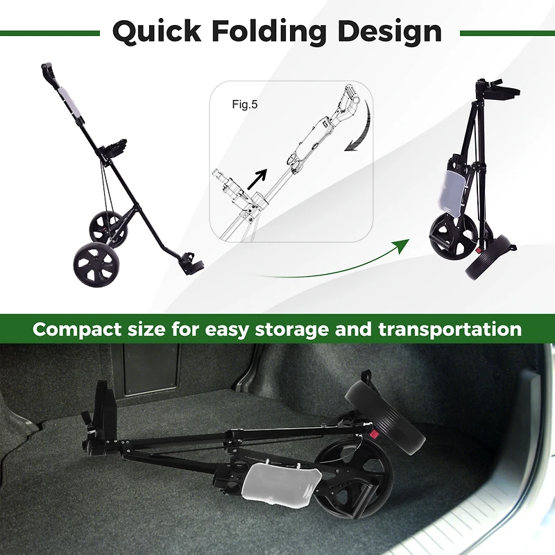 Costway Folding 2 Wheel Push Pull Golf Club Cart Trolley Swivel