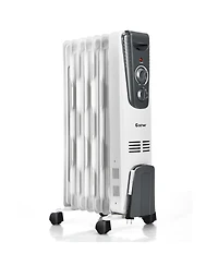 1500W Electric Oil Filled Radiator Space Heater 5.7 Fin Thermostat Room Radiant