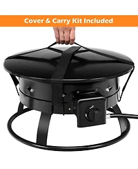 Portable Fire Pit Outdoor 58,000 Btu Propane Patio Lava Rocks Camping Events