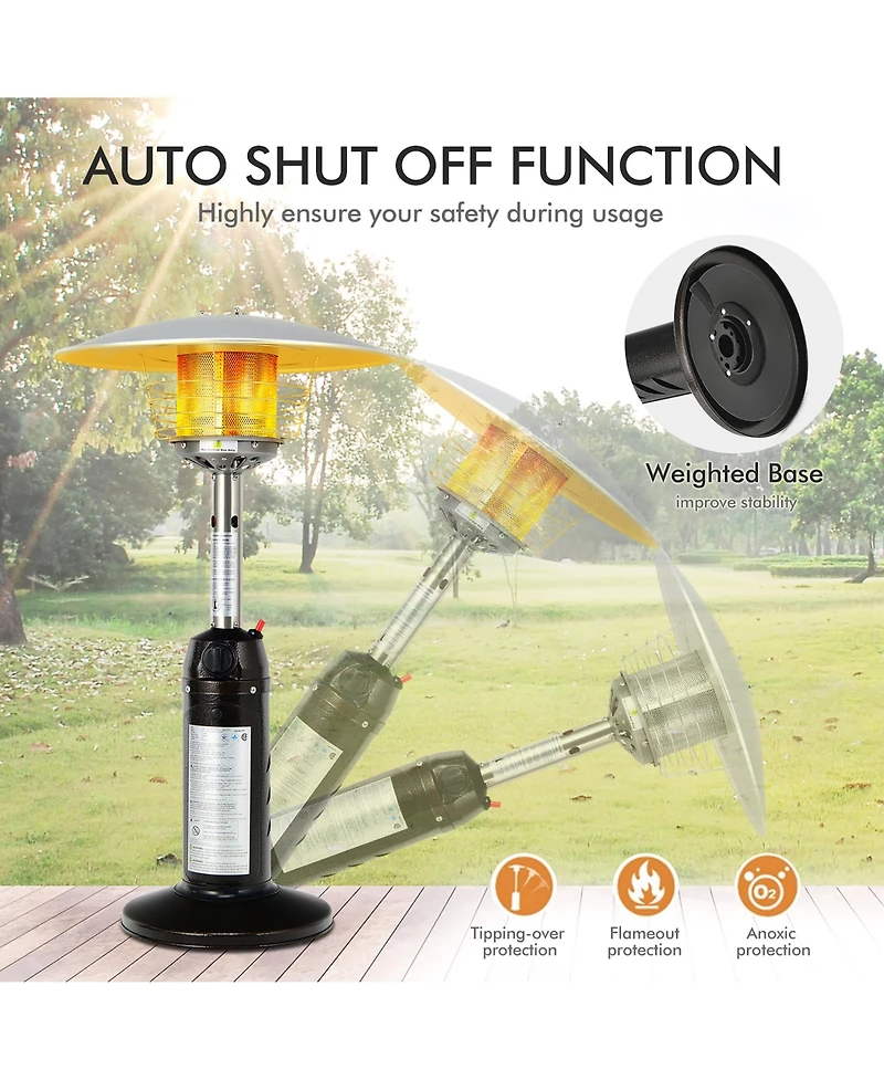 11,000 Btu Patio Heater Portable Tabletop Propane Standing Lp Gas Heater