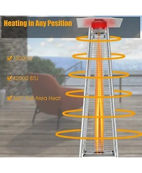 90'' Tall Pyramid Patio Heater Quartz Glass Tube Flame Heating 42000 Btu