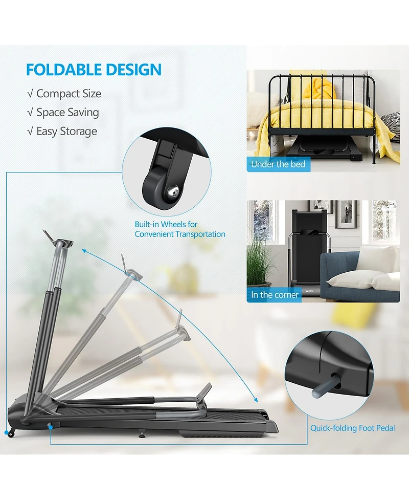 Costway 3HP Folding Treadmill Compact Walking Jogging Machine