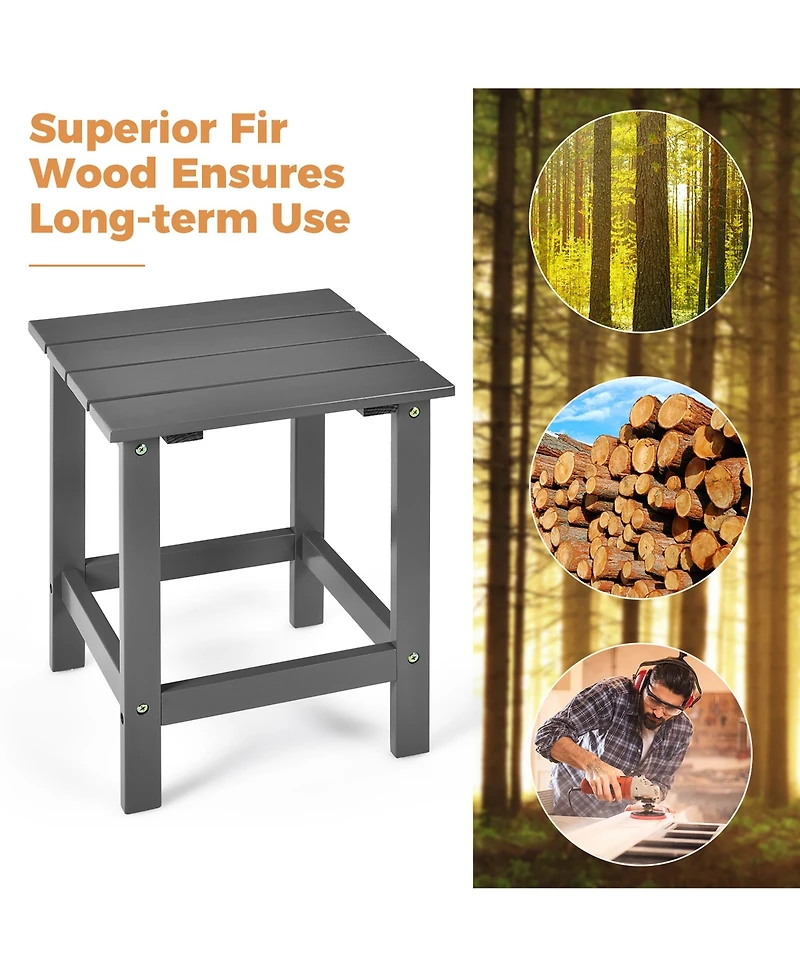 Costway 2PCS Patio Adirondack Chair Side Table Set Solid Wood Garden Deck