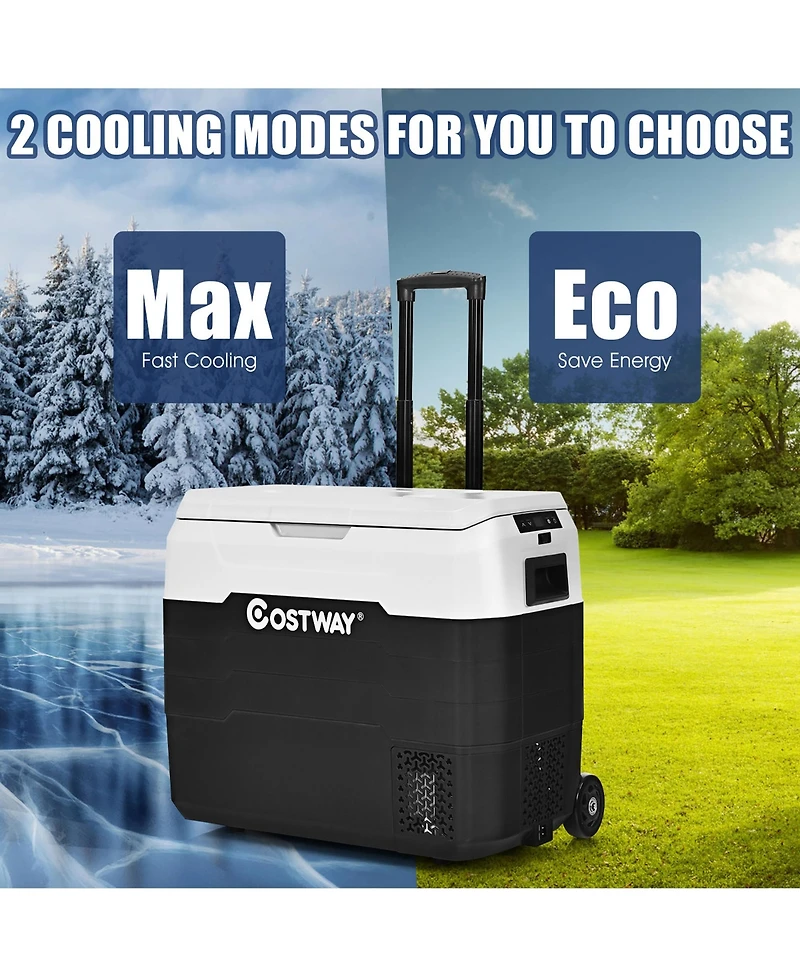 Costway 42 Qt Portable Car Refrigerator Dual-Zone Car Cooler