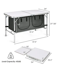 Adjustable Camping Table Aluminum w/ Storage Organizer