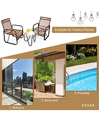 Costway 3PCS Patio Rattan Furniture Set Conversational Sofa Coffee Table Garden
