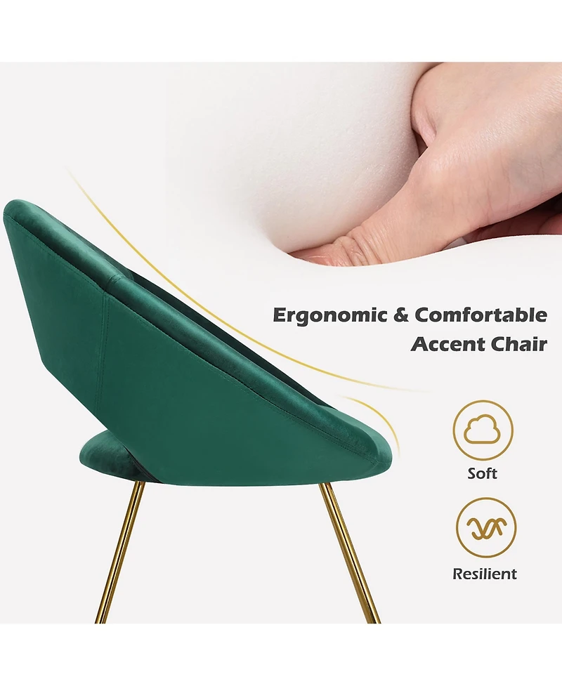 Costway Modern Velvet Accent Chair Upholstered Vanity