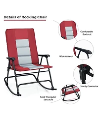 Costway Foldable Rocking Padded Chair Portable Camping Chair