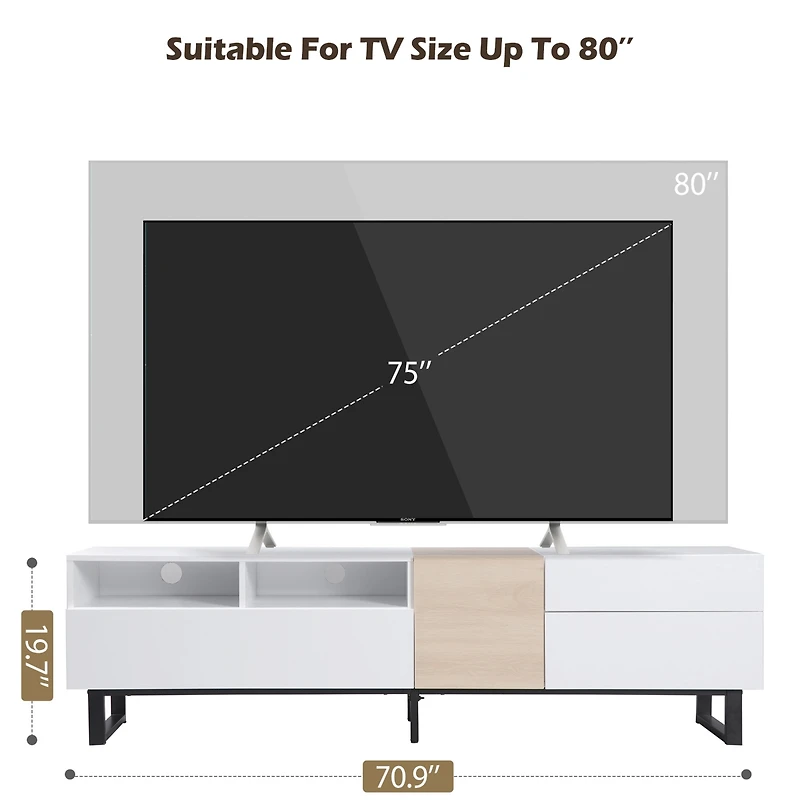 Streamdale 80" Tv Stand with Double Storage & Drop Down Door