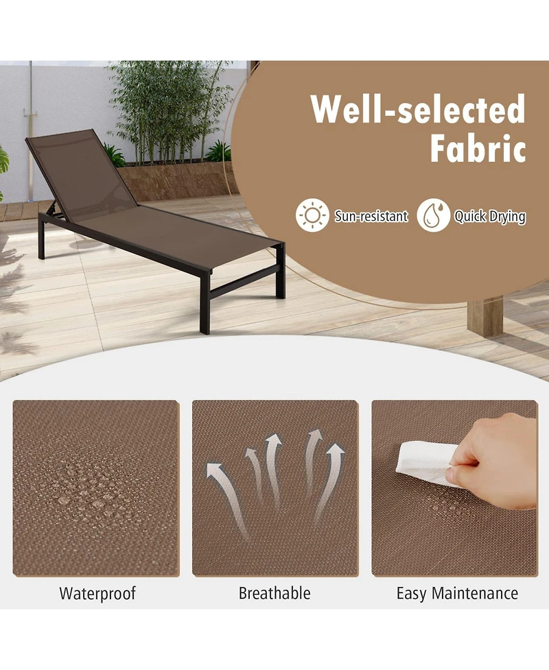 Inolait Sugift 6-Position Chaise Lounge Chairs with Rustproof Aluminium Frame