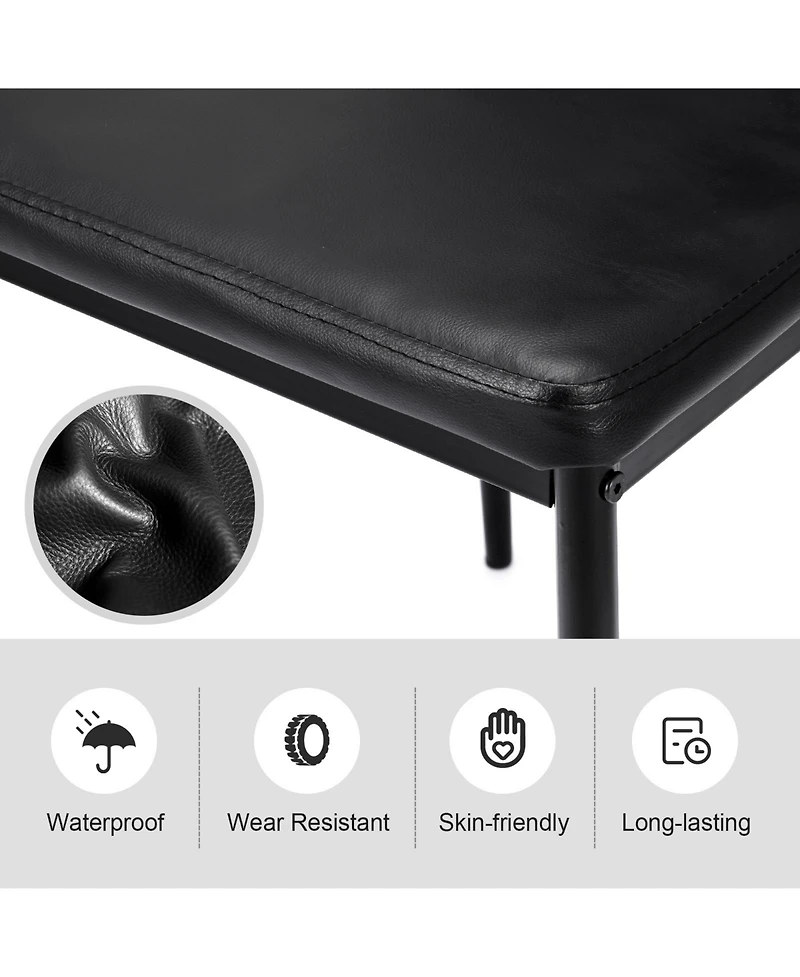Sugift Set of 4 High Back Dining Chairs with Pvc Leather and Non-Slip Feet Pads