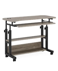 Tribesigns Portable Desk with Power Outlets, Height Adjustable Side Table Sofa Couch Bedside Laptop Computer Cart Usb Charging Ports, Mobile Smal