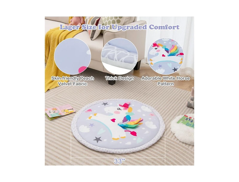 Slickblue Baby Play Gym Mat 7-in-1 Tummy Time Activity Mat with 5 Detachable Toys-Multicolor