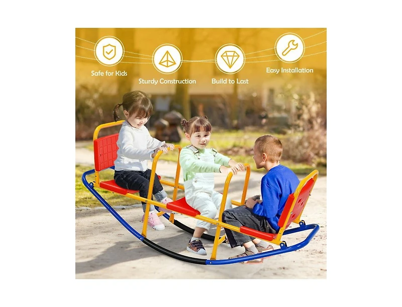 Slickblue Outdoor Kids Seesaw Swivel Teeter for 3 to 8 Years Old