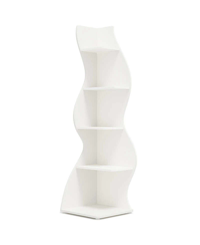 Tribesigns Corner Shelf, Modern 5-Tier Wall Bookshelf, Stylish Small Bookcase Storage Rack Plant Stand with Unique Shape for Living Room