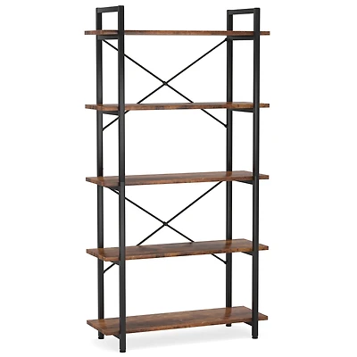 Tribesigns Corner Shelf, Modern 5-Tier Wall Bookshelf, Stylish Small Bookcase Storage Rack Plant Stand with Unique Shape for Living Room