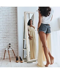 360degree Rotatable Jewelry Cabinet 2-in-1 Lockable Mirrored Organizer