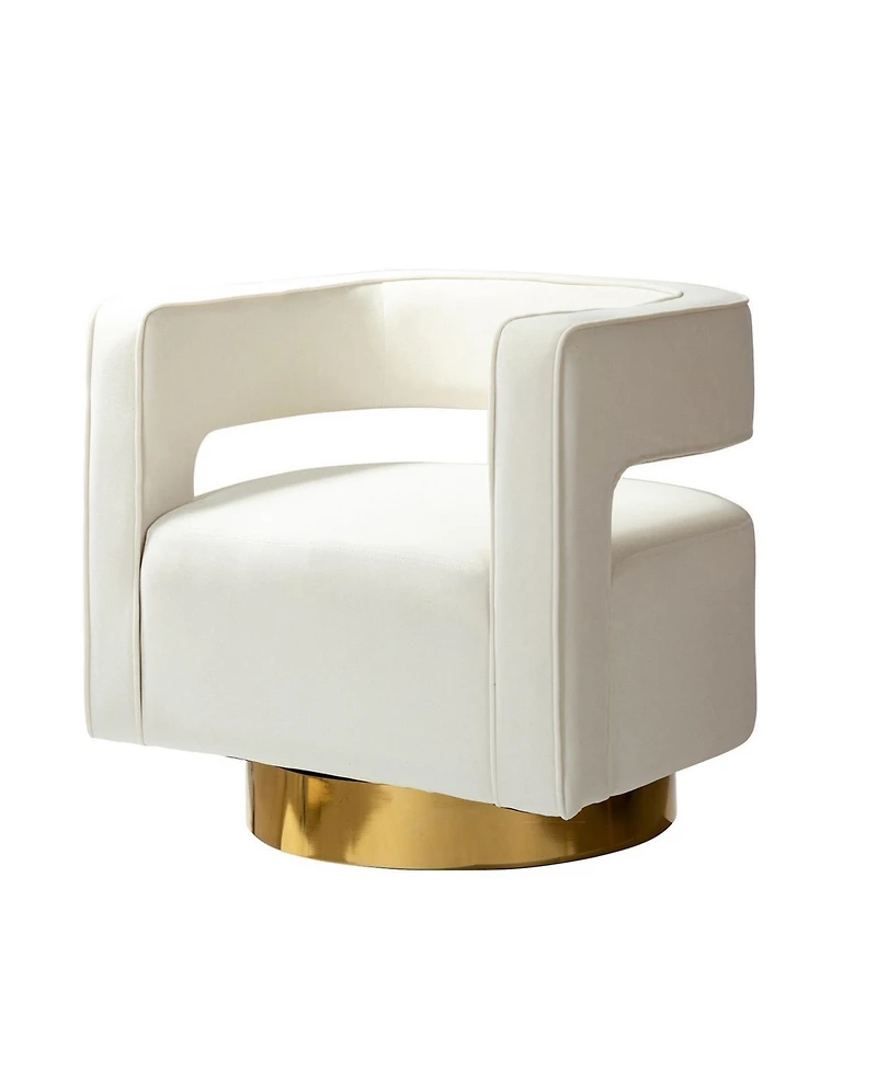 Carisa Contemporary Swivel Barrel Chair with Metal Base