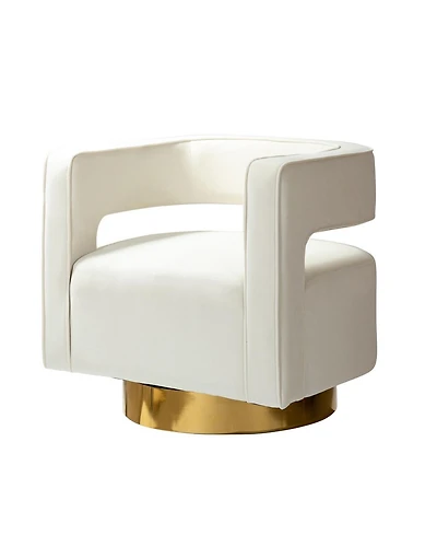 Carisa Contemporary Swivel Barrel Chair with Metal Base