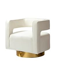 Carisa Contemporary Swivel Barrel Chair with Metal Base