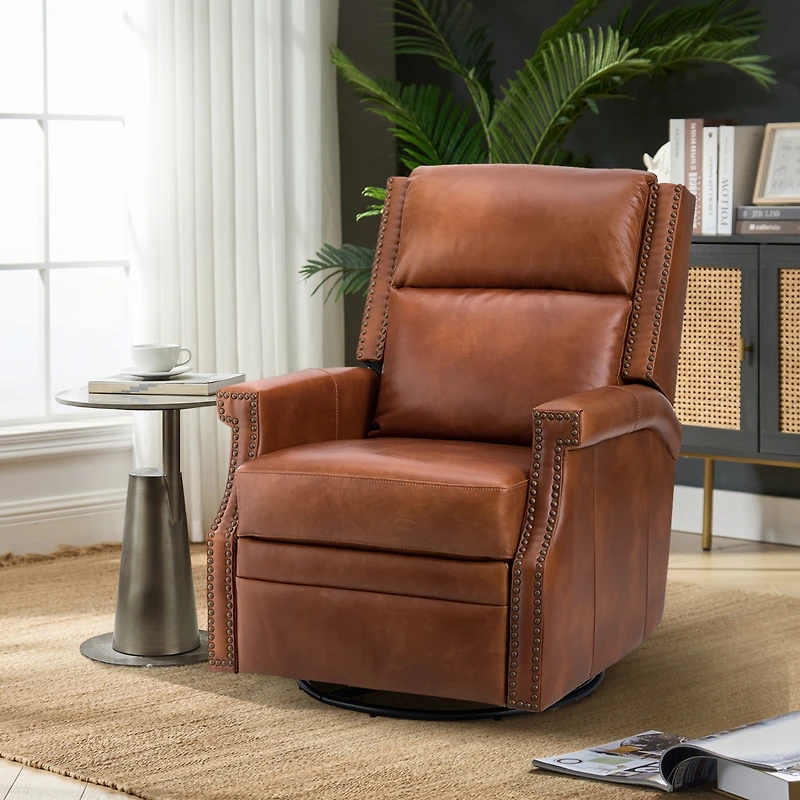 Anselm Transitional Recliner with Nailhead Trim