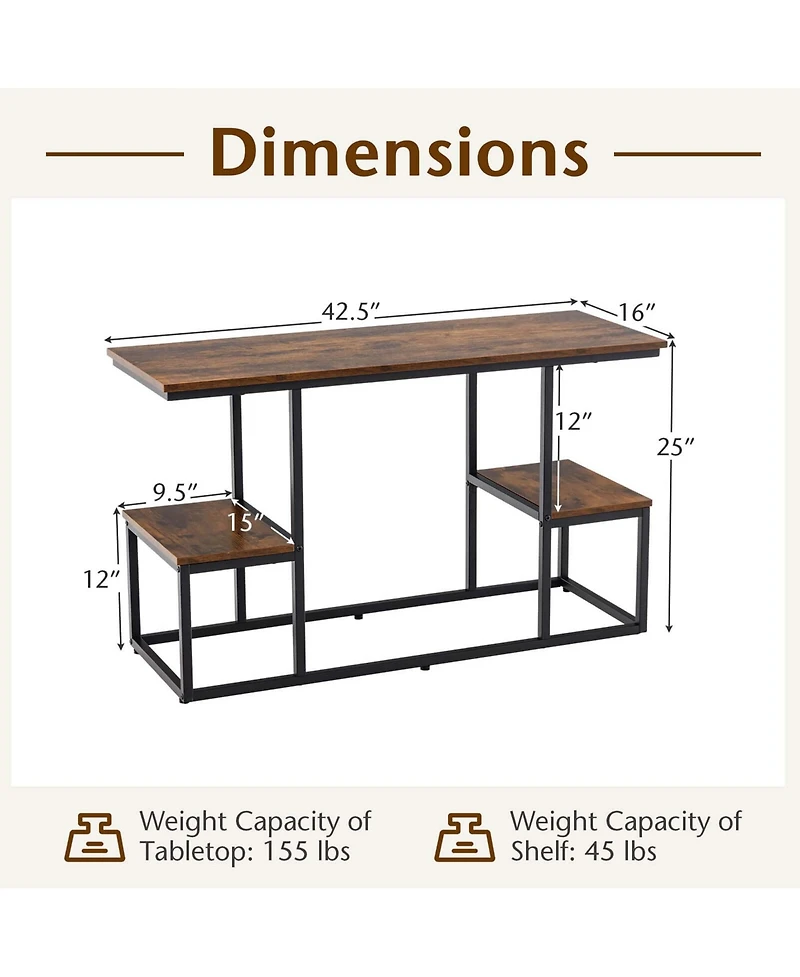 Rustic Tv Console Table for 50" TVs Industrial Sofa Table with Open Storage Shelves