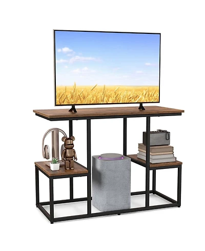 Rustic Tv Console Table for 50" TVs Industrial Sofa Table with Open Storage Shelves