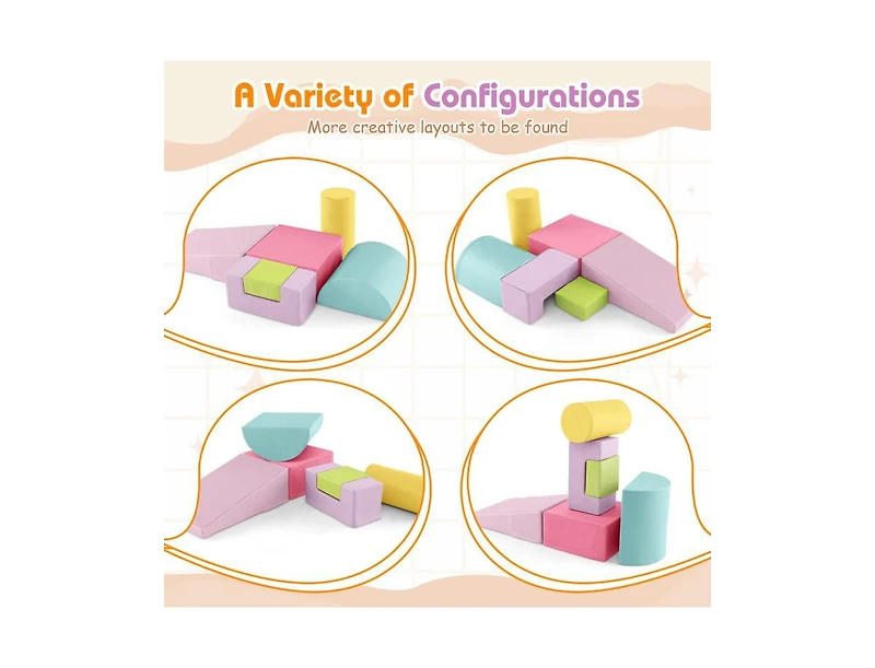Slickblue Kids 6 Pieces Foam Climbing Blocks Indoor Climb and Crawl Activity Playset with Rectangles