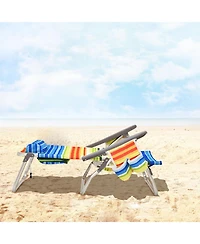 Gymax 2PCS Folding Beach Backpack Chair Reclining Camping Chair w/ Storage Bag