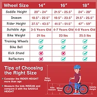 14'' Kid's Bike with Removable Training Wheels & Basket for 3-5 Years Old