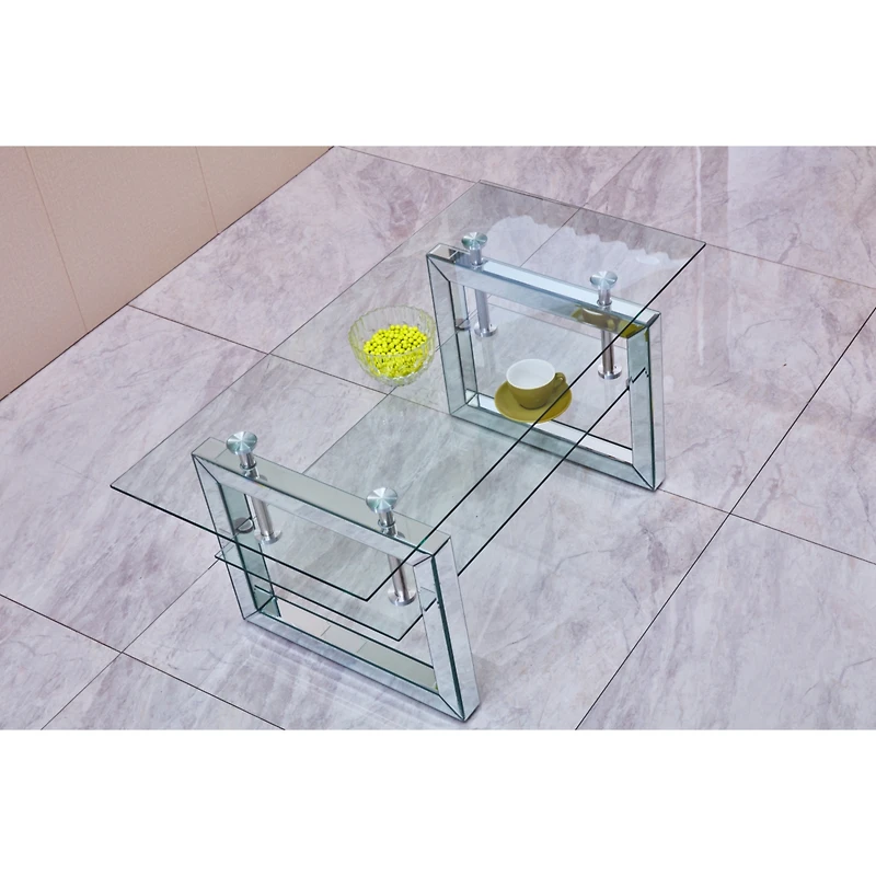 Streamdale Furniture W 39.4" X D 19.7" X H 17.7" Transparent Tempered Glass Coffee Table, Coffee Table