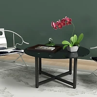 Simplie Fun 35.5 Round Whole Coffee Table, Clear Coffee Table, Modern Side Center Tables