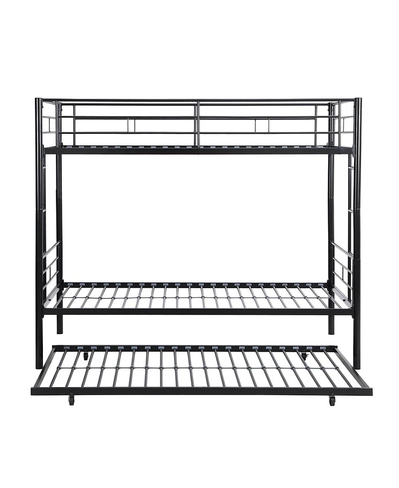 Simplie Fun Metal Bunk Bed With Trundle Black