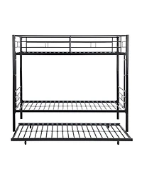 Simplie Fun Metal Bunk Bed With Trundle Black