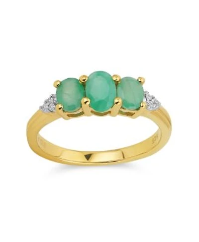 Bling Jewelry Past Present Future 3 Stone 2ctw Natural Green Emerald Trilogy Trinity Ring For Women Yellow 14k Gold Plated .925 Sterling Silver May Birthstone