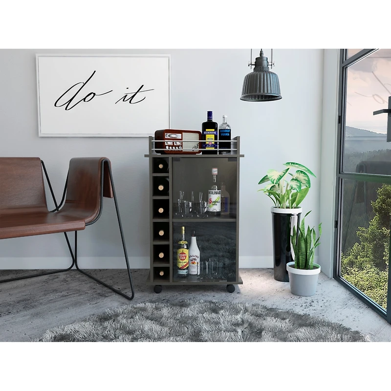 Streamdale Savannah 6-Bottle 3-Shelf Bar Cart White
