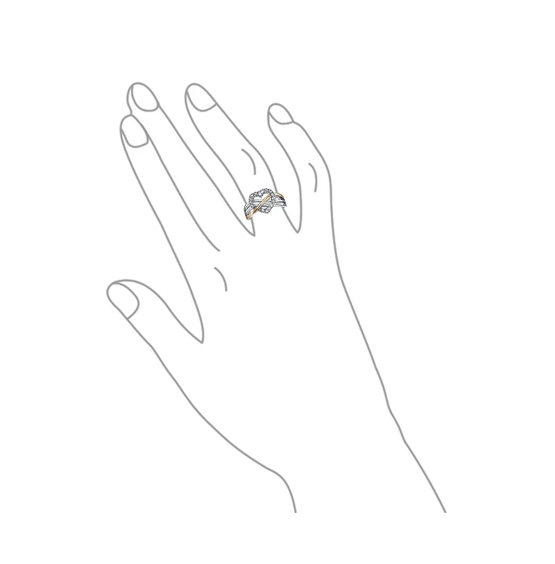 Bling Jewelry Two Tone Pave Cz Accent Cubic Zirconia Crossover Intertwined Infinity Heart Promise Ring Rose Gold Plated Sterling Silver