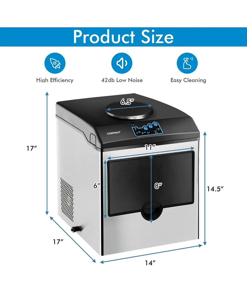 Inolait 2-in-1 Stainless Steel Countertop Ice Maker with Water Dispenser