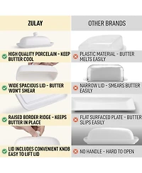 Zulay Kitchen Classic Style Porcelain White Butter Dish With Lid