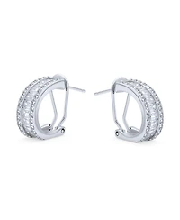 Bling Jewelry Holiday Baguette Cz Half Hoop Shrimp Style Earrings Omega Back Sterling Silver